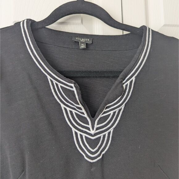 Women's Talbots Black Notch Collar Dress Medium Petite - Picture 3 of 6